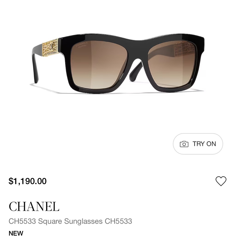 CHANEL Black and Gold Square Sunglasses